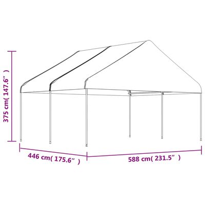 vidaXL katusega varjualune, valge, 4,46 x 5,88 x 3,75 m, polüetüleen