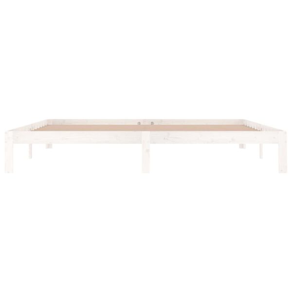 vidaXL voodiraam, valge t&auml;ism&auml;nnipuit, 200 x 200 cm