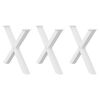vidaXL s&ouml;&ouml;gilaua jalad, 3 tk, X-kujulised, valged, 90 x (72&ndash;73) cm, teras