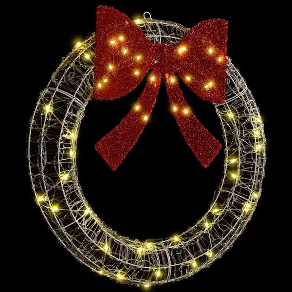 vidaXL Küünlapärg koos 60 LED-iga Soe valge 75 cm Akrüül