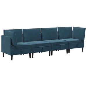 vidaXL Elutoa m&ouml;&ouml;bliseade padjaga ladustamisega 4 pcs Sinine Samet