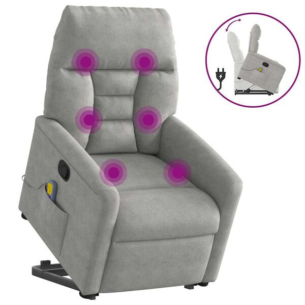 vidaXL p&uuml;sti t&otilde;usmist toetav massaažitool, helehall mikrofiiber kangas