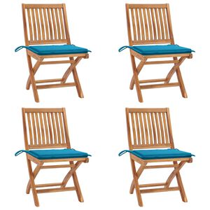 vidaXL kokkupandavad aiatoolid patjadega, 4 tk, tiikpuu