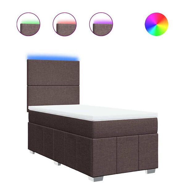 vidaXL kontinentaalvoodi madratsiga, tumepruun, 80x200 cm, kangas