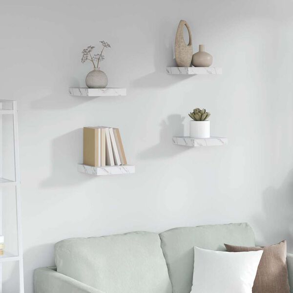 vidaXL Seinariiul 4 pcs Valge Marmor 23 x 23,5 x 4 cm Tehispuit