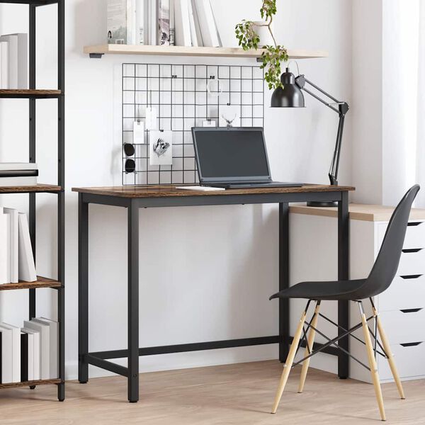 vidaXL laud Suitsetatud tamm 80 x 50 x 76,5 cm T&ouml;&ouml;deldud puit ja teras