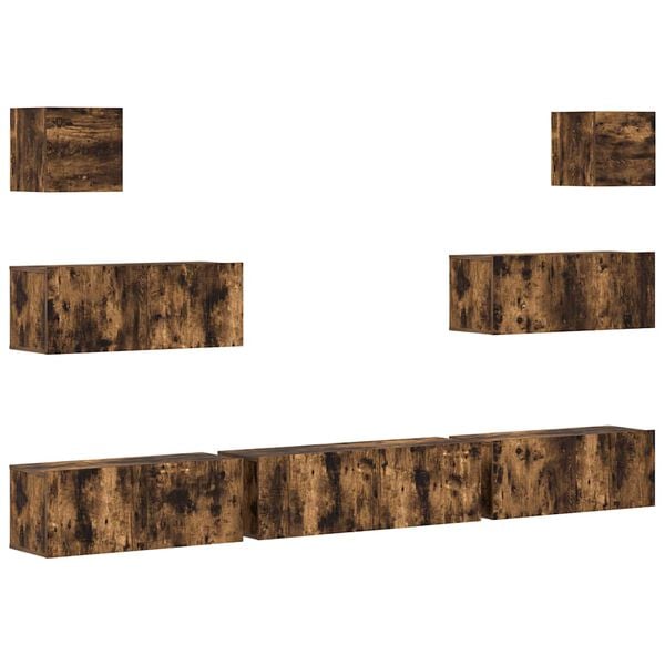 vidaXL 7 -osaline telerikappide komplekt, suitsutatud tamm, tehispuit