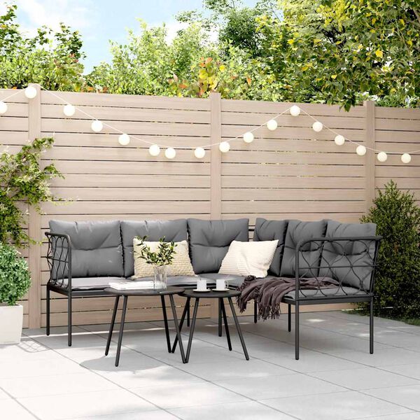 vidaXL aiadiivani komplekt koos patjadega, must, teras ja tekstileen