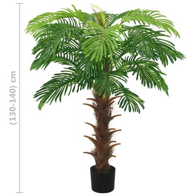 vidaXL kunsttaim, sago palm lillepotiga, 140 cm, roheline