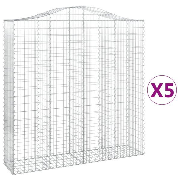 vidaXL kaarekujulised gabioonkorvid 5 tk, 200x50x200/220 cm, raud