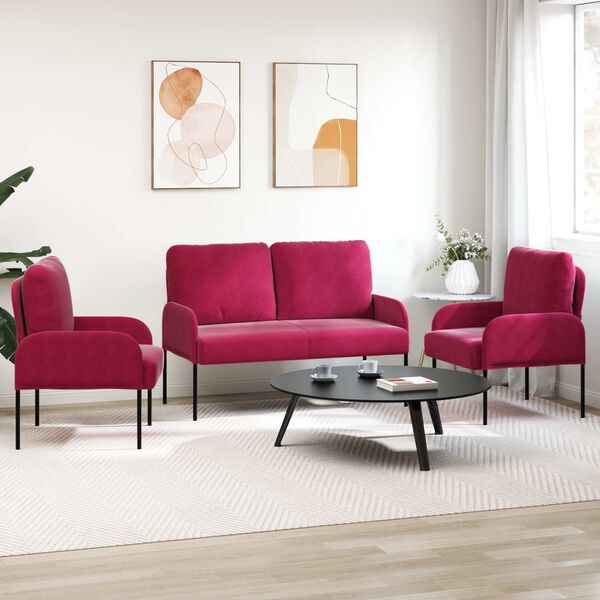 vidaXL Diivanikomplektid 3 pcs Veinpunane 115 x 56 x 80 cm Vineer