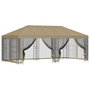 vidaXL Paviljon k&uuml;lgseinadega 6 x 3 m Beež Pol&uuml;ester ja teras 190 gsm