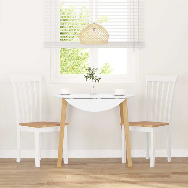 vidaXL söögitoolid, 2 tk, valge, toekast kautšukipuidust