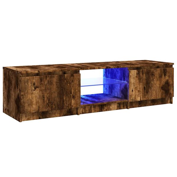 vidaXL telerialus LED-tuledega, suitsutatud tamm, 140 x 40 x 36 cm