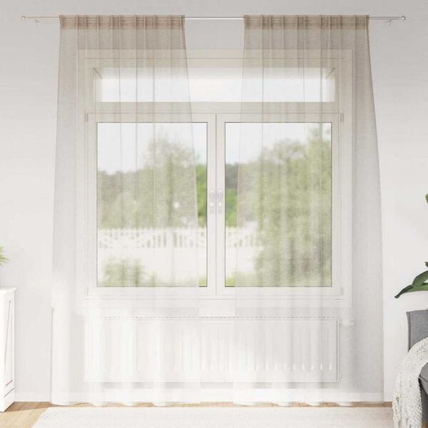 vidaXL Voile Kardin 2 pcs Liivakarva 245 x 140 cm Pol&uuml;ester