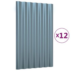 vidaXL katusepaneelid 12 tk, galvaniseeritud teras, hall, 60 x 36 cm