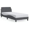 vidaXL voodiraam Dover, tumehall, 90 x 190 cm, samet