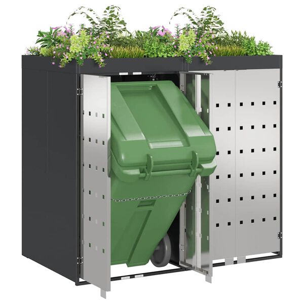 vidaXL Ratta prügikasti hoidmine 3 prügikasti jaoks Antratsiit