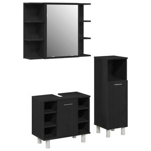 vidaXL Vannitoa m&ouml;&ouml;bleset 3 pcs Must 30 x 30 x 99,5 cm Tehispuit