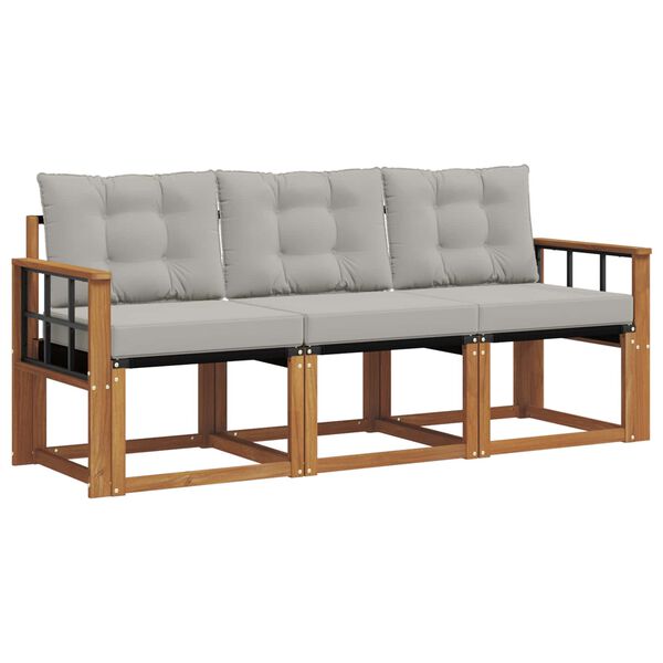 vidaXL V&auml;li diivanikomplekt padjaga 3 pcs Looduslik ja Hele Hall