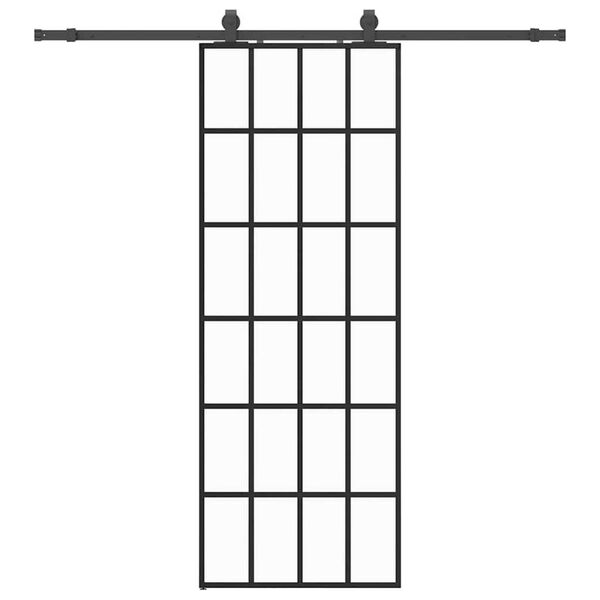 vidaXL liuguks tarvikutega, must, 76 x 205 cm, ESG-klaas