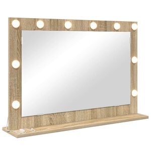 vidaXL Tualettpeegel Ristk&uuml;lik peegliga Sonoma tamm 80 x 55 x 18 cm