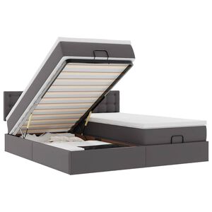 vidaXL Ottomani voodiraam madratsitega, hall, 180x200cm, kunstnahk