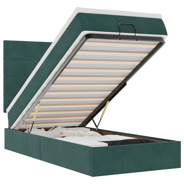 vidaXL Ottomani voodiraam madratsitega, tumeroheline, 90x200 cm, samet