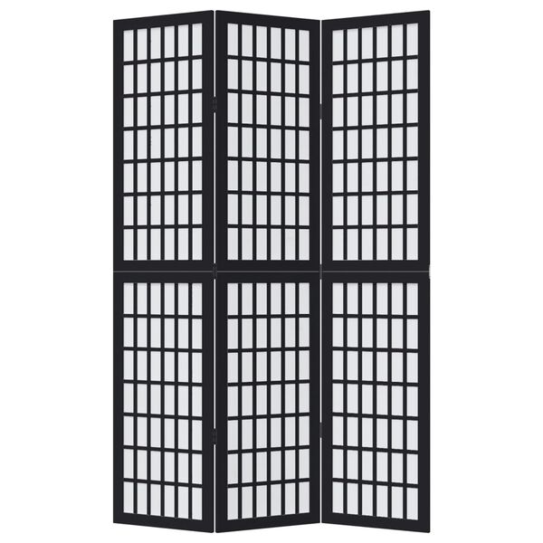 vidaXL 3 paneeliga ruumijagaja, must, Paulownia puit