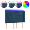 vidaXL LED-voodipeats, tumesinine, 147x16x118/128 cm, samet