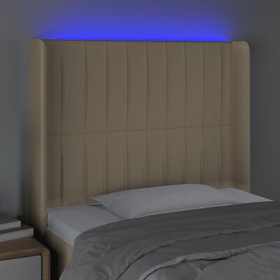 vidaXL LED-voodipeats, kreemjas, 93x16x118/128 cm, kangas