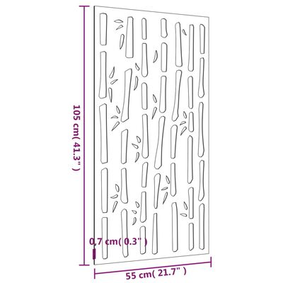 vidaXL aia seinakaunistus, 105x55 cm, Corteni teras, bambuse disain