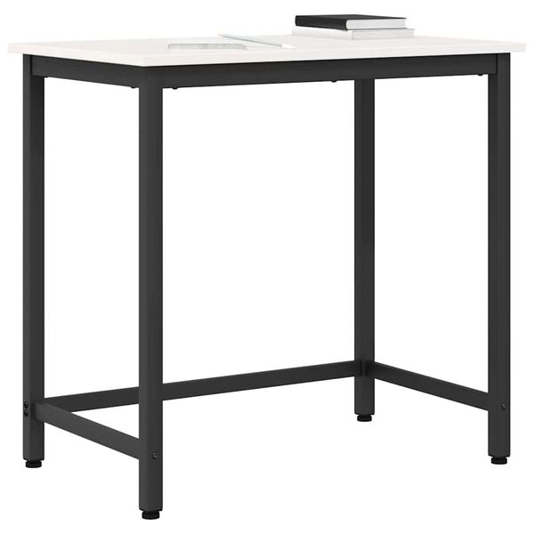 vidaXL laud Valge 80 x 50 x 77 cm T&ouml;&ouml;deldud puit ja teras