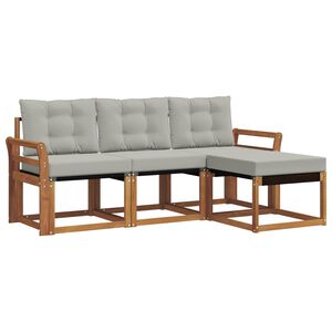 vidaXL V&auml;li diivanikomplekt padjaga 4 pcs Looduslik ja Hele Hall