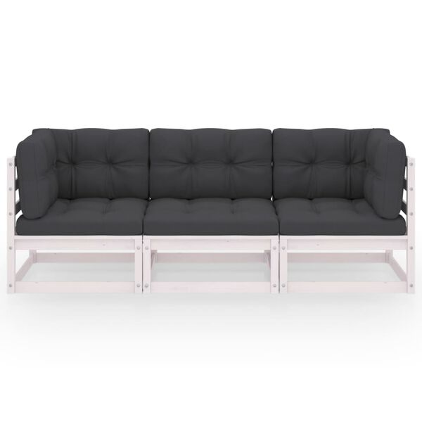 vidaXL 3-osaline aiadiivan istmepatjadega, toekas männipuit