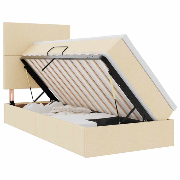 vidaXL LED-valgusega hoiuvoodi madratsiga Kreem 100 x 200 cm Pol&uuml;ester