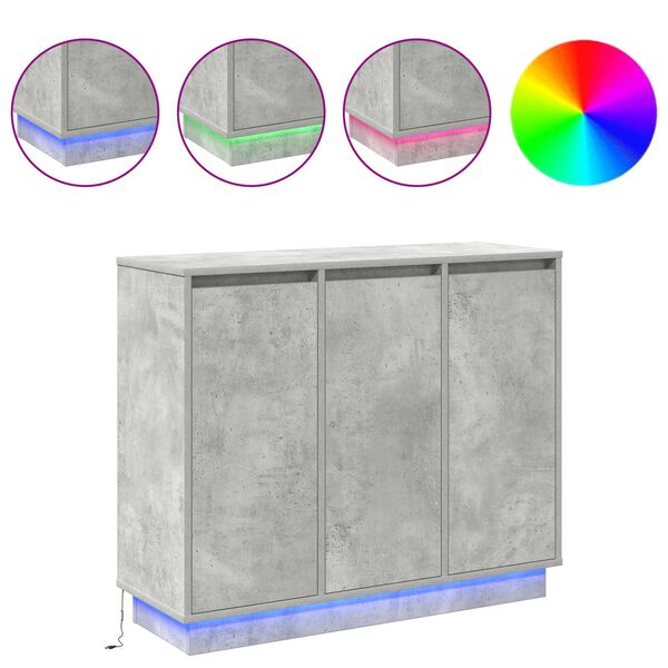 vidaXL LED Kummuti Betoonhall 90 x 32 x 75 cm Tehispuit