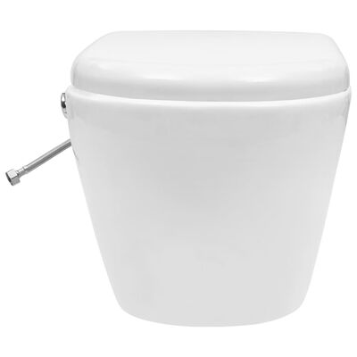 vidaXL seinale kinnitatav ääreta bideefunktsiooniga tualettpott valge