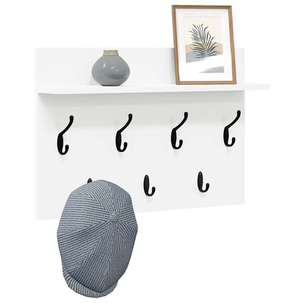 vidaXL Seinale kinnitatav riidepuu Valge 60 x 40 x 12 cm Tehispuit