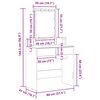 vidaXL Dressing Table k&auml;sit&ouml;&ouml;tamm 80 x 41 x 144.5 cm Tehispuit