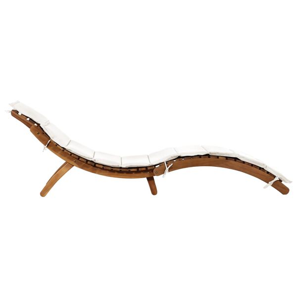 vidaXL päevitustool istmepadjaga, akaatsiapuit, kreemjas