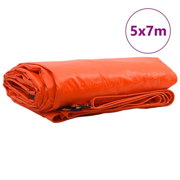 vidaXL Tarpaulin 650g / m² Oranž 5 x 7 m Lõuend PVC kattega