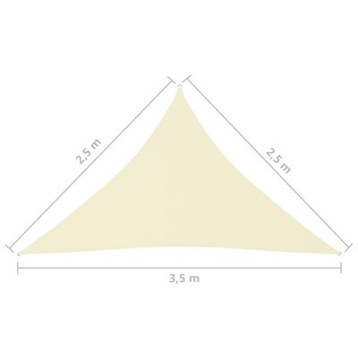 vidaXL päikesepuri, kolmnurk, 2,5 x 2,5 x 3,5 m, kreemjas