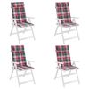 vidaXL kõrge seljatoega toolipadjad 4 tk, punane ruudumuster, kangas