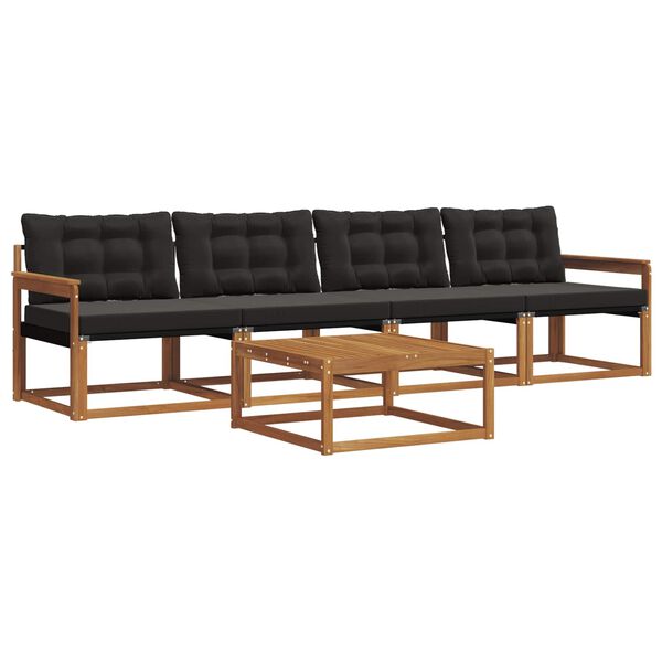 vidaXL V&auml;li diivanikomplekt padjaga 5 pcs Looduslik ja must