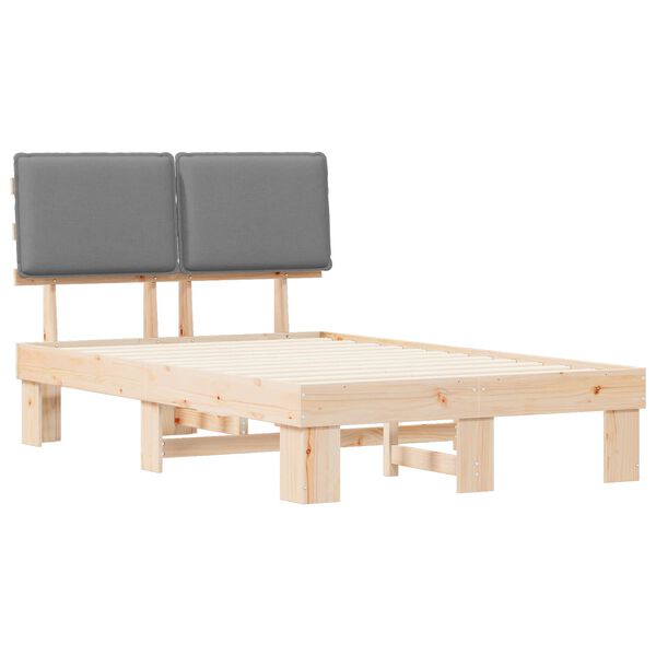 vidaXL Voodiraam Pehme Peatoega peaga Helehall 120 x 190 cm Tahke m&auml;nd