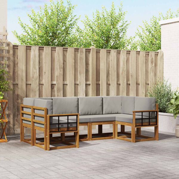 vidaXL V&auml;li diivanikomplekt padjaga 6 pcs Looduslik ja Hele Hall