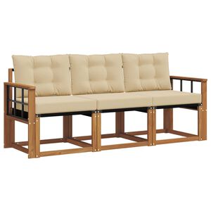 vidaXL V&auml;li diivanikomplekt padjaga 3 pcs Looduslik ja beež