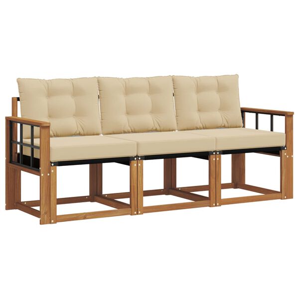 vidaXL V&auml;li diivanikomplekt padjaga 3 pcs Looduslik ja beež