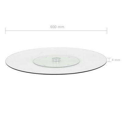 vidaXL pöörlev serveerimisplaat, läbipaistev, 60 cm, karastatud klaas